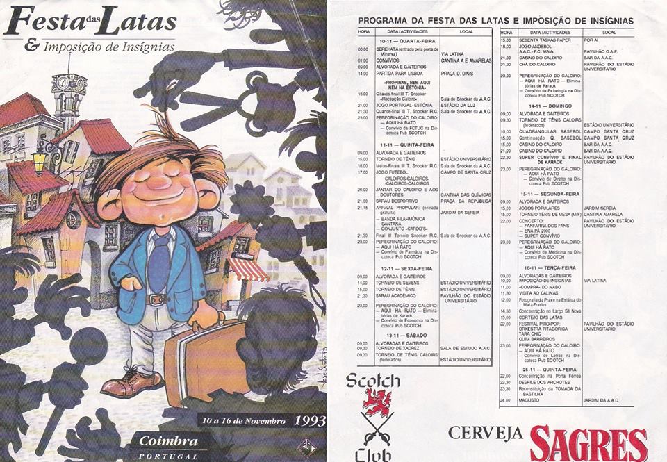 Cartaz e programa da Festa das Latas e Imposição de Insígnias, 10 a 16 de Novembro de 1993.